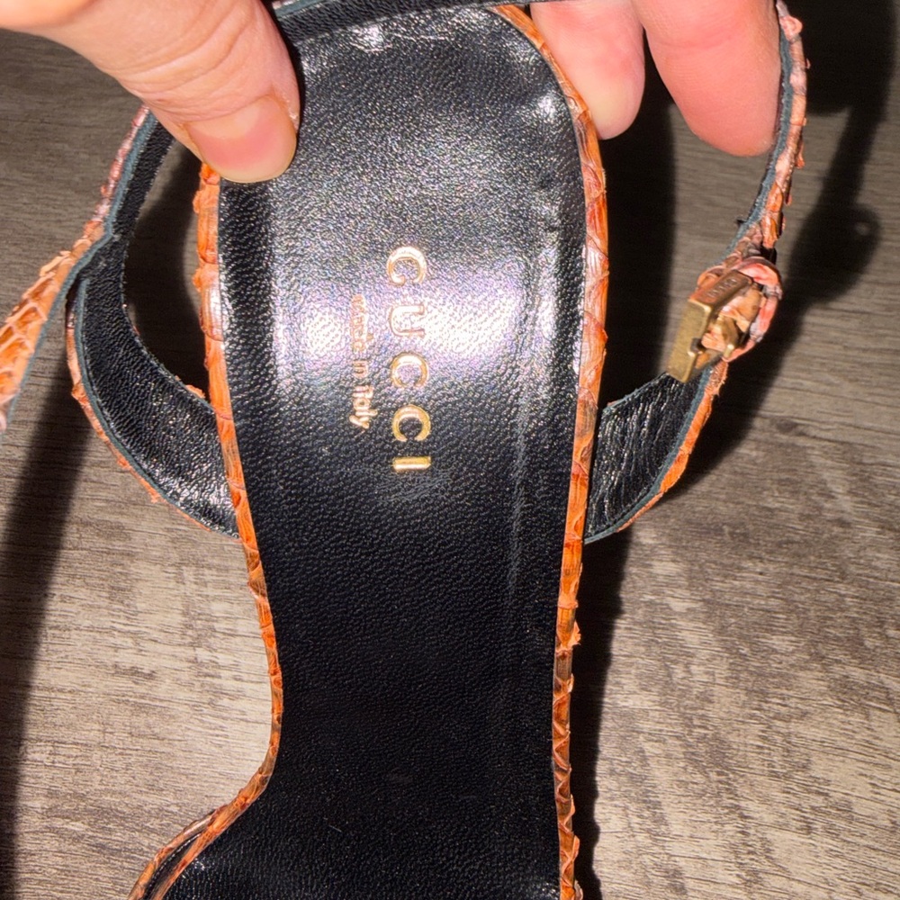 Gucci Women's Snakeskin Sandal Heels Size 39.5 (9.5) - Picture 3 of 4